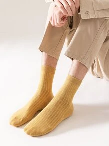 5pairs Men Solid Crew Socks - Multicolor - View 3