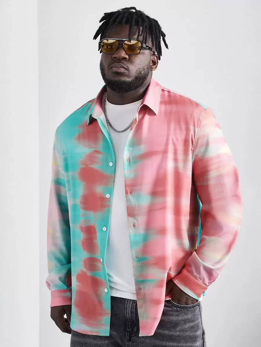 Manfinity Men Plus Tie Dye Shirt - Multicolor - View 1