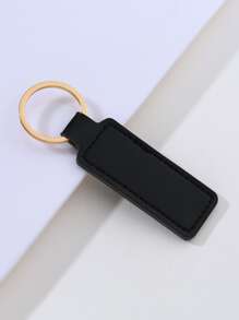 1入簡約女款PU皮鑰匙扣，創意商務禮品雙面車線金屬掛飾汽車鑰匙扣背包掛飾，適用於休閒爸爸 - 黑色 - 查看 2