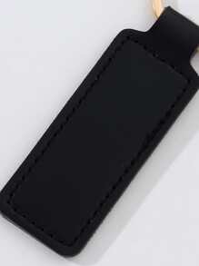 1入簡約女款PU皮鑰匙扣，創意商務禮品雙面車線金屬掛飾汽車鑰匙扣背包掛飾，適用於休閒爸爸 - 黑色 - 查看 3