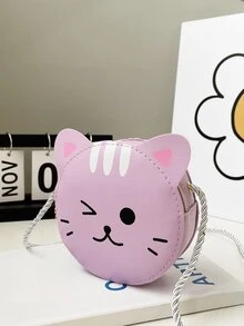 女孩卡通貓設計異形包 - 紫色 - 查看 2