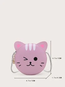 女孩卡通貓設計異形包 - 紫色 - 查看 3