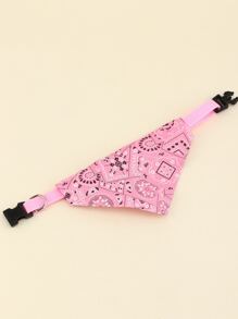 1pc Adjustable Printed PU Triangle Pet Bib For Medium-Sized Dogs Including Leash Hook - Pink - View 6