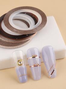 FULL BEAUTY 4rolls Glitter Nail Art Striping Sticker - Rose Gold - View 2