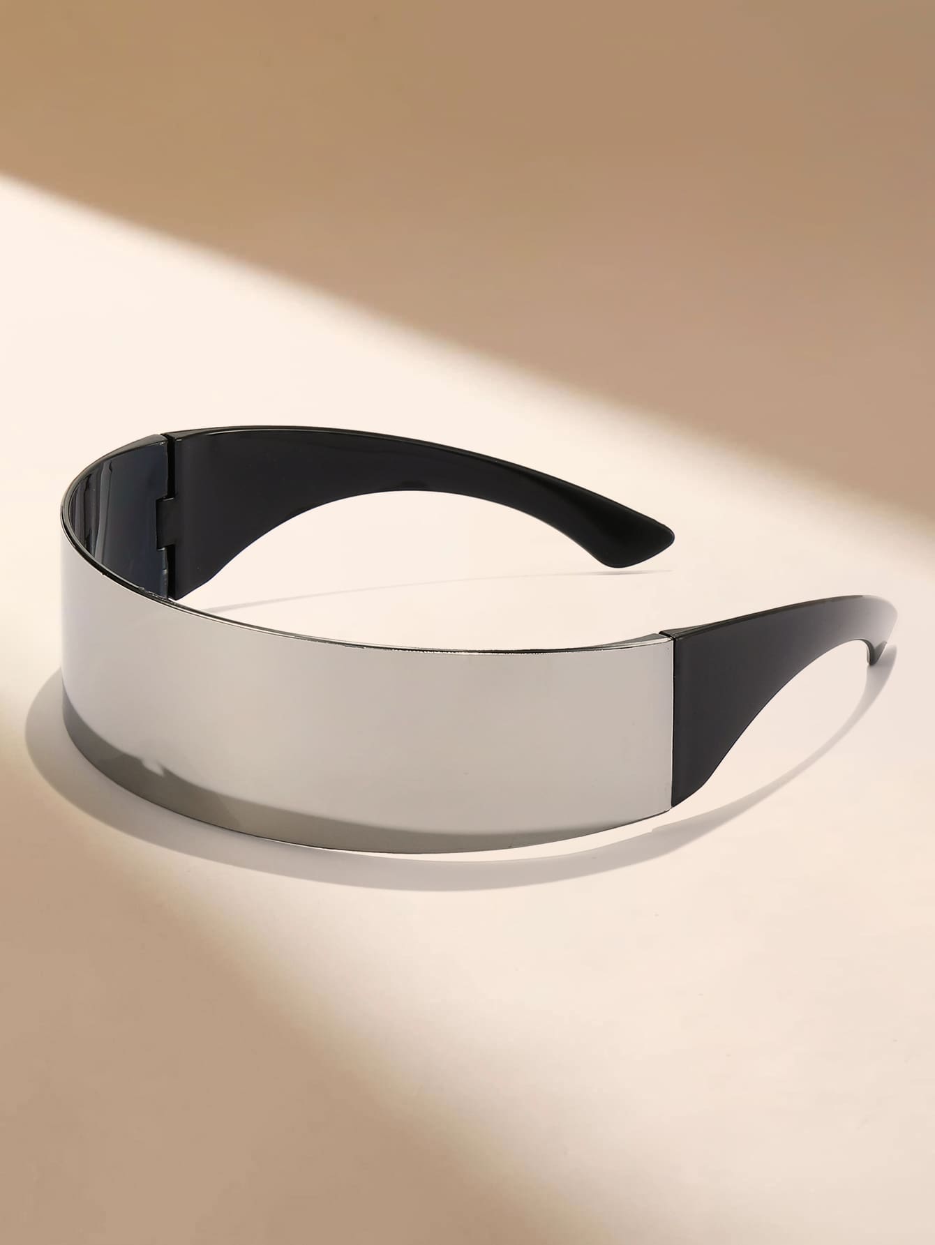 1pc Plastic Frame Wrapped Silver Fashion Glasses - Silver - View 1