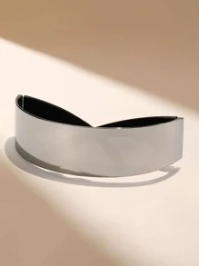 1pc Plastic Frame Wrapped Silver Fashion Glasses - Silver - View 2