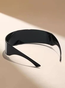 1pc Plastic Frame Wrapped Silver Fashion Glasses - Silver - View 3