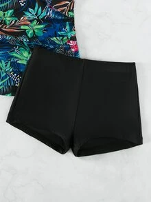 Swim Lushoire 热带印花扭褶分体泳衣 夏日海滩 - 彩色 - 查看 4