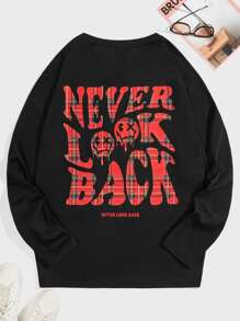 Manfinity Men Plus Slogan & Cartoon Graphic Tee - Black - View 1