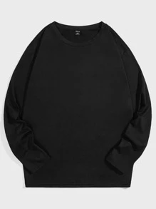 Manfinity Men Plus Slogan & Cartoon Graphic Tee - Black - View 2