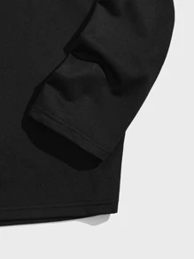 Manfinity Men Plus Slogan & Cartoon Graphic Tee - Black - View 4