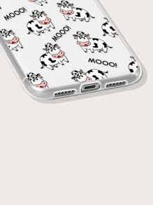 Ốp điện thoại trong suốt in hình con bò hoạt hình - Nhiều màu - Xem 4