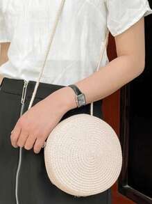 Yogodlns 迷你極簡風格草編包 - 米色 - 查看 3