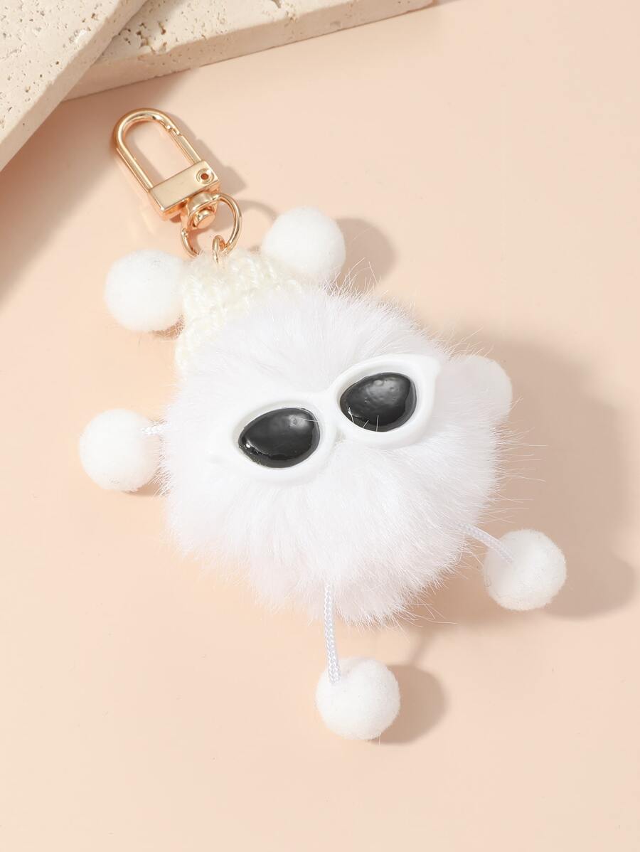 Cartoon Design Bag Charm - Black and White - View 1