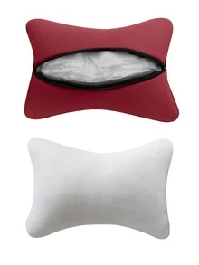 2pcs Car Seat Headrest Neck Pillow - Burgundy - View 3