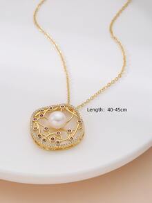 Faux Pearl Decor Pendant Necklace - Multicolor - View 3