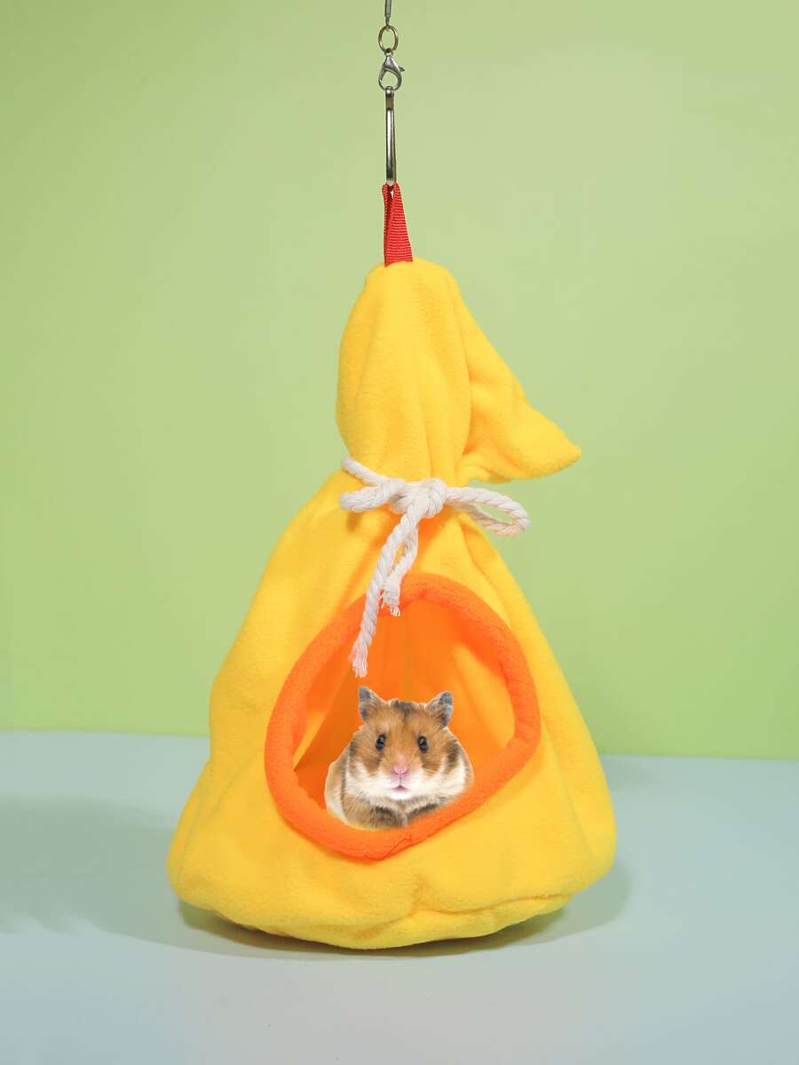 1pc Plain Hanging Hamster Bed - Yellow - View 1