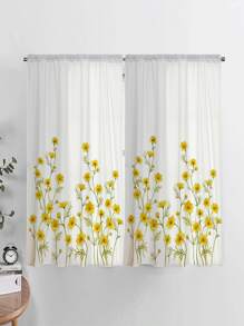Floral Print Single Panel Curtain - Multicolor - View 1