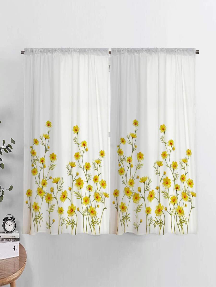 Floral Print Single Panel Curtain - Multicolor - View 1
