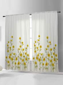 Floral Print Single Panel Curtain - Multicolor - View 4
