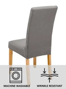 1件/4件/6件/8件/10件牛奶丝纯色椅套，涤纶弹力餐椅椅套 - 灰色 - 查看 6