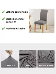 1件/4件/6件/8件/10件牛奶丝纯色椅套，涤纶弹力餐椅椅套 - 灰色 - 查看 7