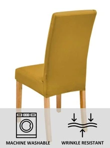 1件/4件/6件/8件/10件牛奶丝纯色涤纶弹力餐椅套 - 薑色 - 查看 6