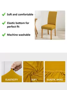 1件/4件/6件/8件/10件牛奶丝纯色涤纶弹力餐椅套 - 薑色 - 查看 7