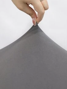 1pc Solid Color Chair Seat Cushion Cover, Stretchy Polyester Fiber, Removable, For Home Decor In Living Room, Bedroom, Chair Seat Protector - Grey - View 4
