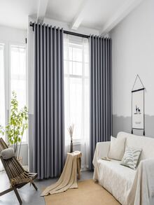 Plain Single Panel Blackout Curtain - Grey - View 2
