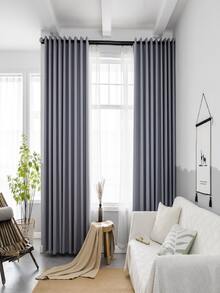 Plain Single Panel Blackout Curtain - Grey - View 4