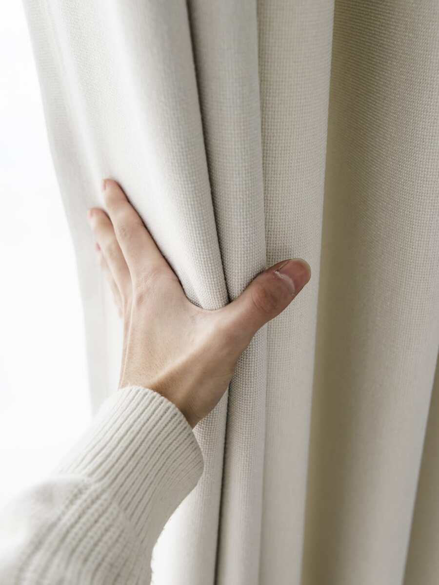 Plain Single Panel Blackout Curtain - Beige - View 1