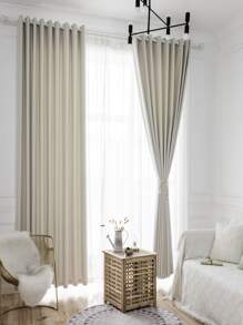 Plain Single Panel Blackout Curtain - Beige - View 6