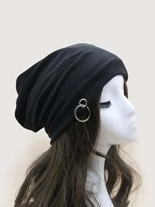 1 Chiếc Mũ Len Unisex Sắt-Vòng Y2k Phong Cách Ấm Áp & Thoáng Khí & Thời Trang Thích Hợp Cho Cuộc Sống Hàng Ngày Và Các Hoạt Động Ngoài Trời - màu đen - Xem 1