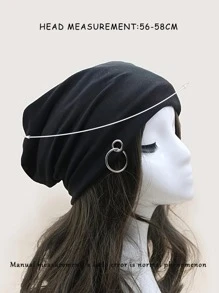 1 Chiếc Mũ Len Unisex Sắt-Vòng Y2k Phong Cách Ấm Áp & Thoáng Khí & Thời Trang Thích Hợp Cho Cuộc Sống Hàng Ngày Và Các Hoạt Động Ngoài Trời - màu đen - Xem 4