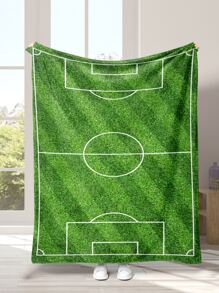 1入組足球曠野圖案毯子 - 彩色 - 查看 1