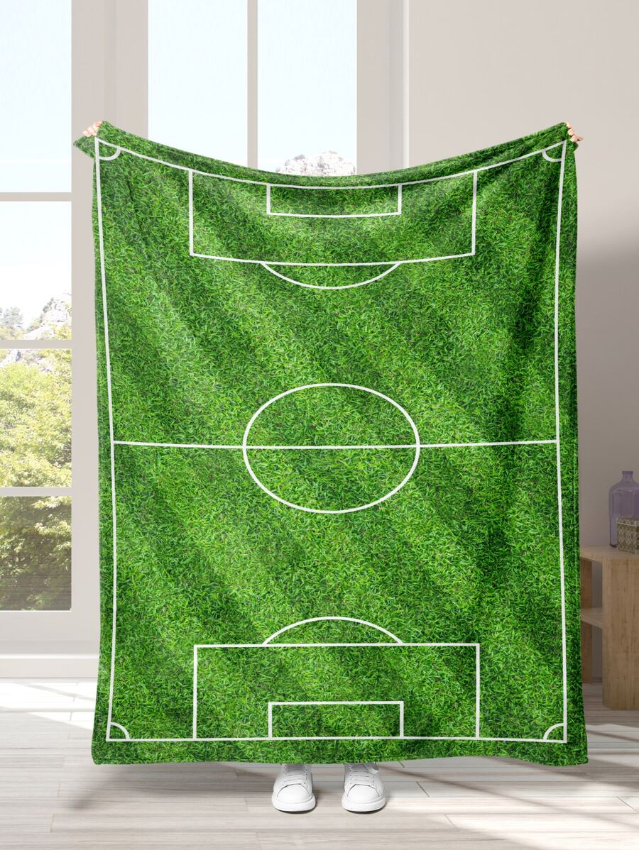 1入組足球曠野圖案毯子 - 彩色 - 查看 1
