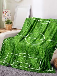 1入組足球曠野圖案毯子 - 彩色 - 查看 2