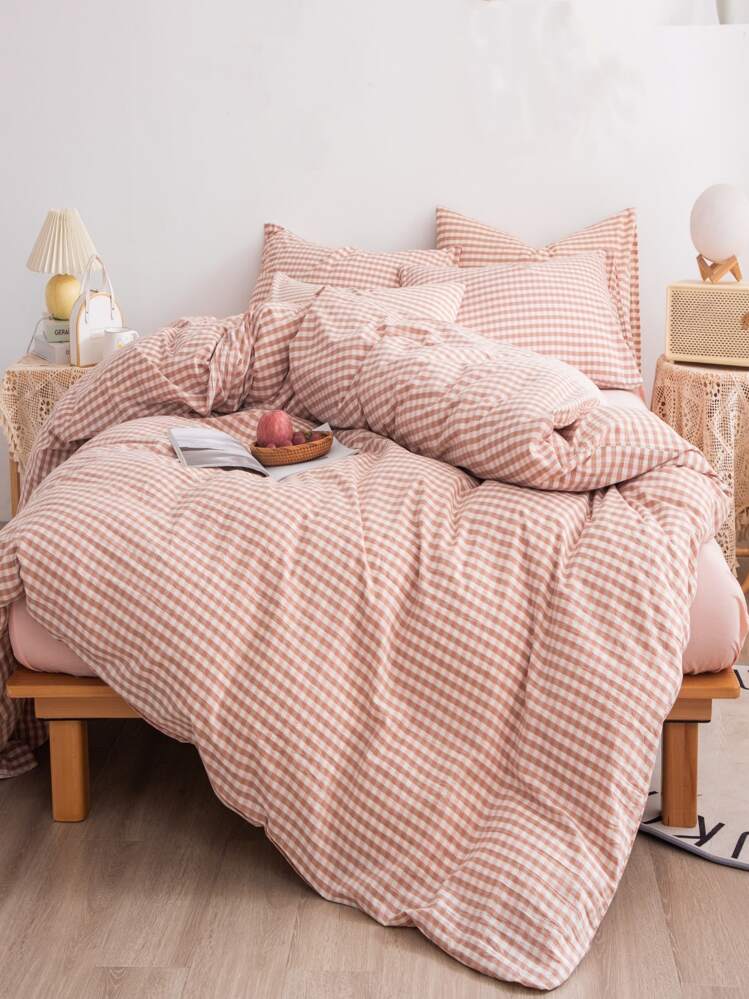 Plaid Pattern Duvet Cover Set Without Filler - Multicolor - View 1