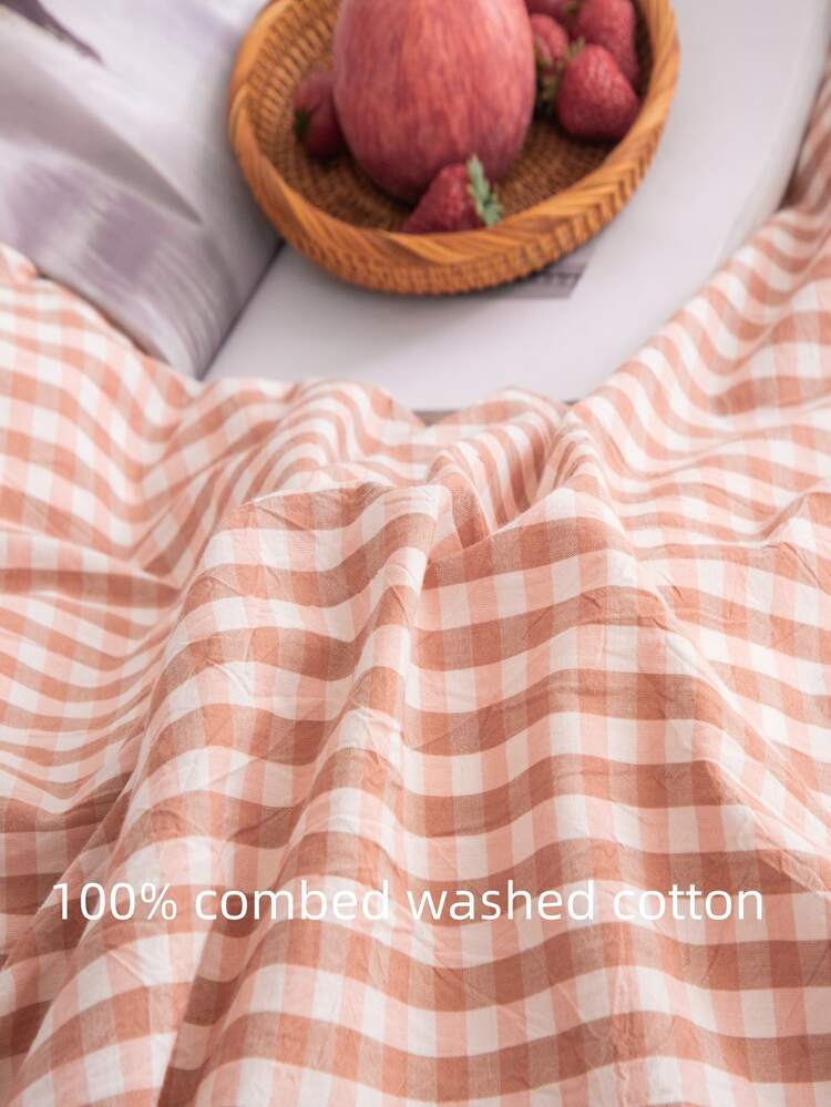 Plaid Pattern Duvet Cover Set Without Filler - Multicolor - View 3