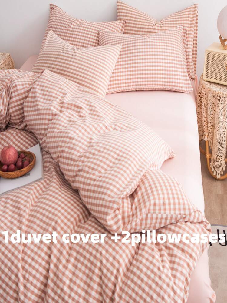 Plaid Pattern Duvet Cover Set Without Filler - Multicolor - View 5
