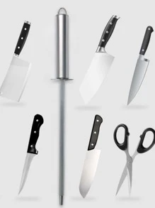 1pc Stainless Steel Knife Sharpener - Silver - View 4