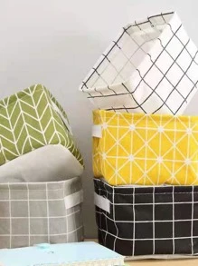 1pc Geometric Pattern Random Stationery Storage Basket - Multicolor - View 1