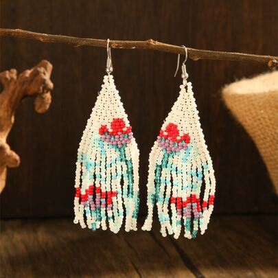 Beaded Tassel Drop Earrings