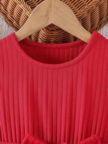 SHEIN Toddler Girls Heart & Cartoon Graphic Ruffle Trim Belted Dress