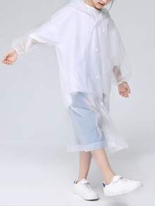 1pc Solid Color Kids Raincoat - White - View 2