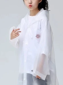 1pc Solid Color Kids Raincoat - White - View 4