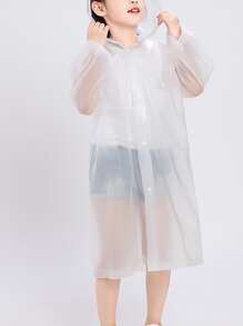 1pc Solid Color Kids Raincoat - White - View 5