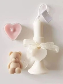 1pc Heart Detail Silicone Candle Mold - White - View 3