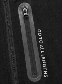 Men Letter Graphic Colourblock Raglan Sleeve Hooded Sports Jacket - Multicolor - View 4